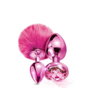 Roosa anaaltapikomplekt karvase ja sillerdava kivist otsaga