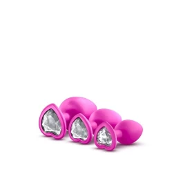 Roosad südamekujulise kiviga anaaltapid Luxe Bling 3 tk