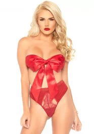 Satin bandeau with lace string M
