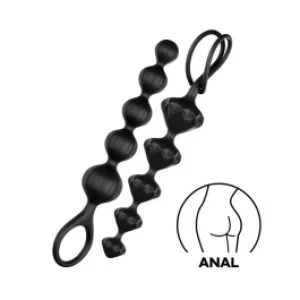 Satisfyer mustade anaalpärlite komplekt