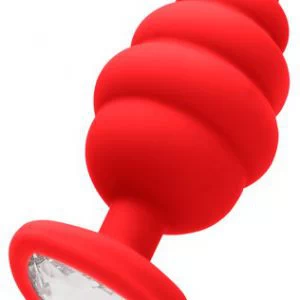 Shots Toys Ribbed Jewel Heart Plug Small