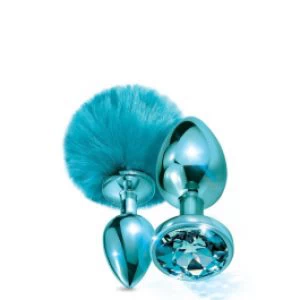 Sinine anaaltapikomplekt karvase ja sillerdava kivist otsaga