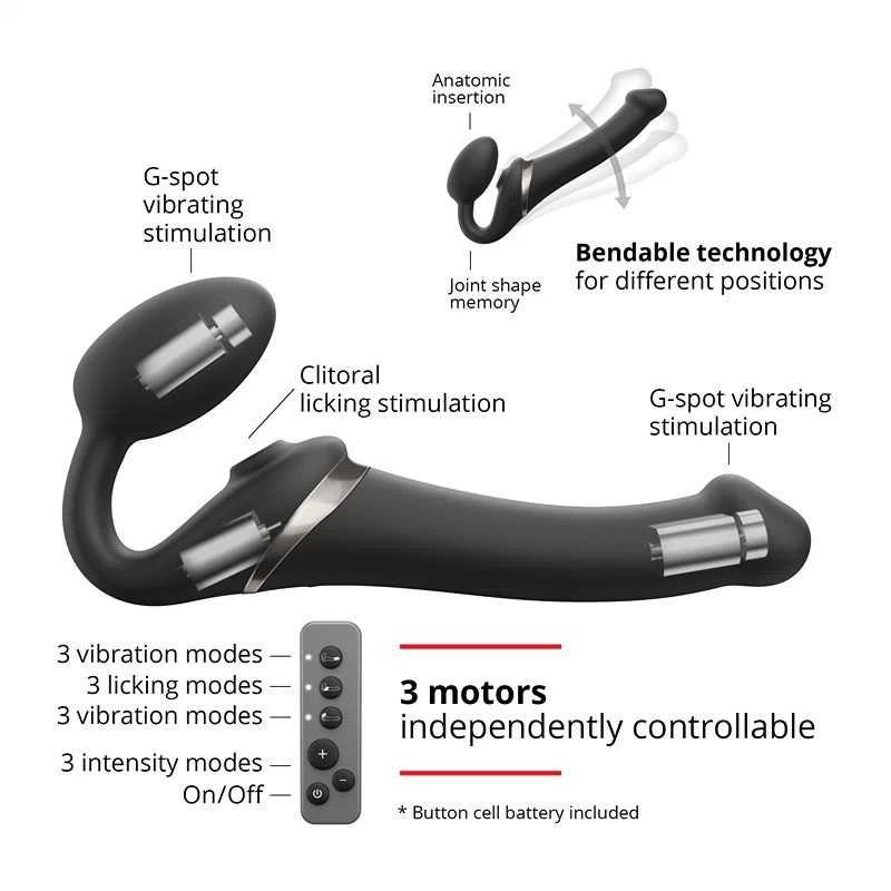 STRAP-ON-ME - 3 MOOTORIGA PAINDUV SILIKOONIST KAUGLIHTIMISPULDIGA STRAPLESS DILDO - Image 8