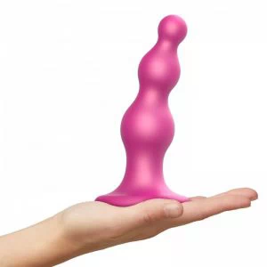 Strap-On-Me – Dildo Plug Beads Metallic Raspberry Pink M