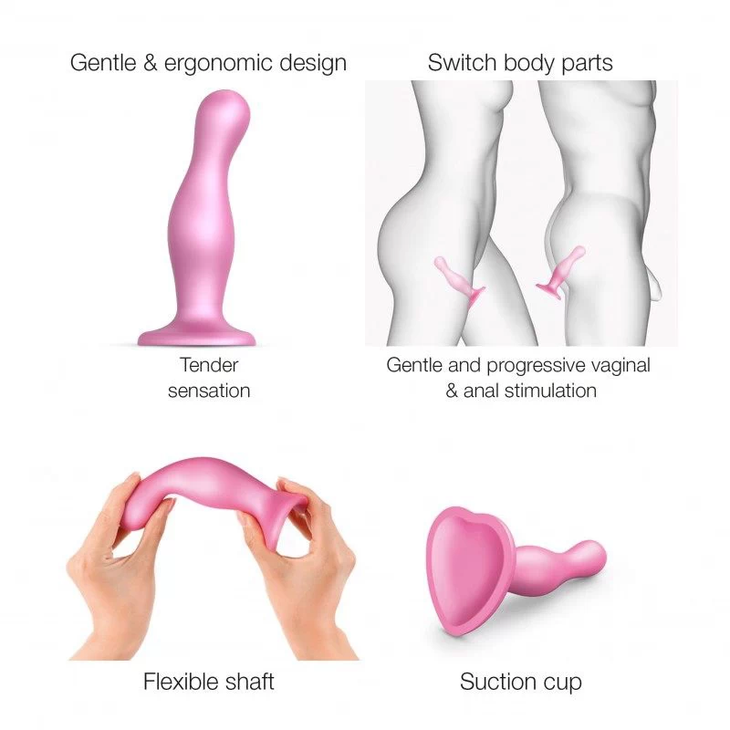 Strap-On-Me - Dildo Plug Curvy Metallic Sugar Pink L - Image 2