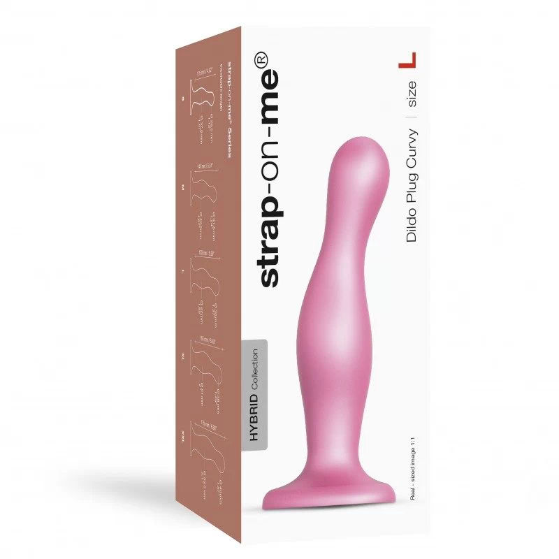 Strap-On-Me - Dildo Plug Curvy Metallic Sugar Pink L - Image 4