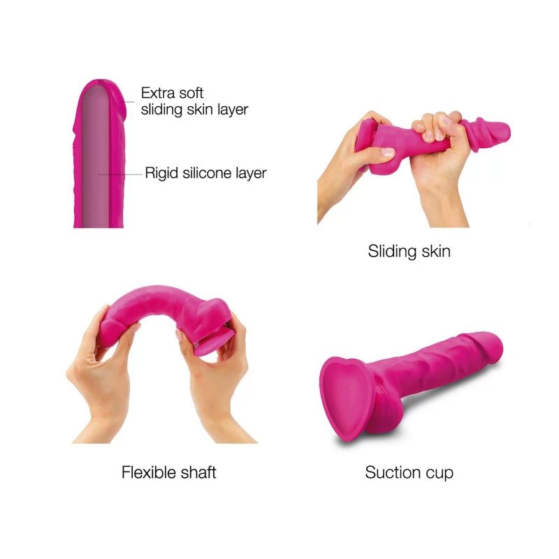 Strap-On-Me - Sliding Skin Realistic Dildo Fuchsia - Image 3
