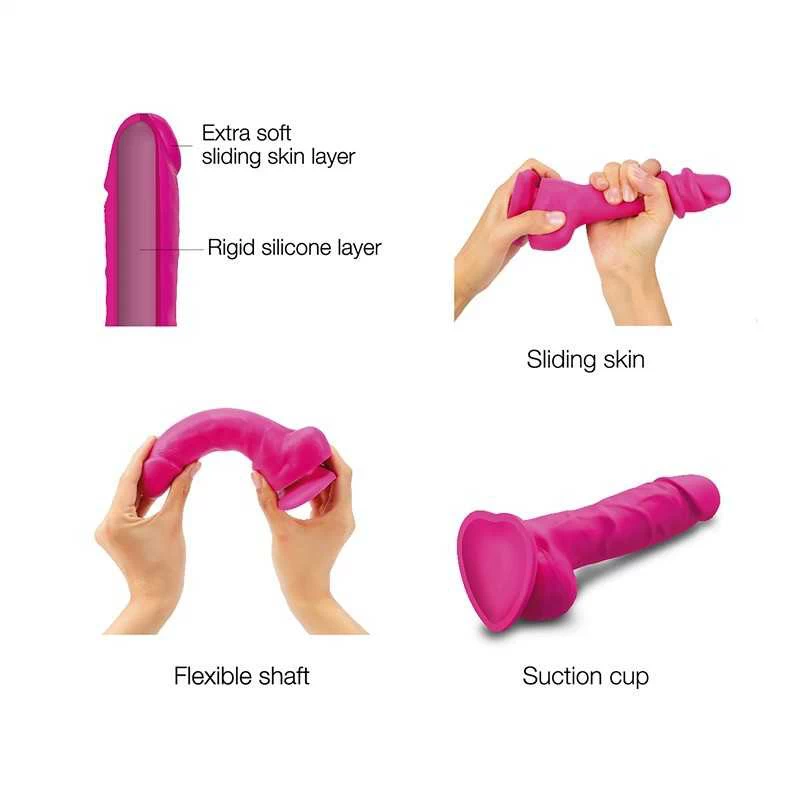 Strap-On-Me - Sliding Skin Realistic Dildo Fuchsia - Image 10