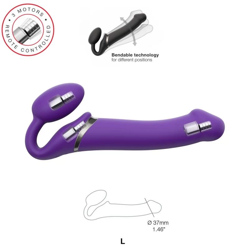 Strap-On-Me - Vibrating Bendable Strap-On L Purple - Image 5