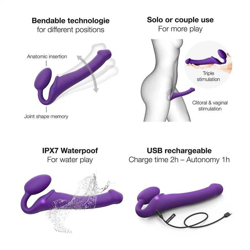 Strap-On-Me - Vibrating Bendable Strap-On L Purple - Image 9