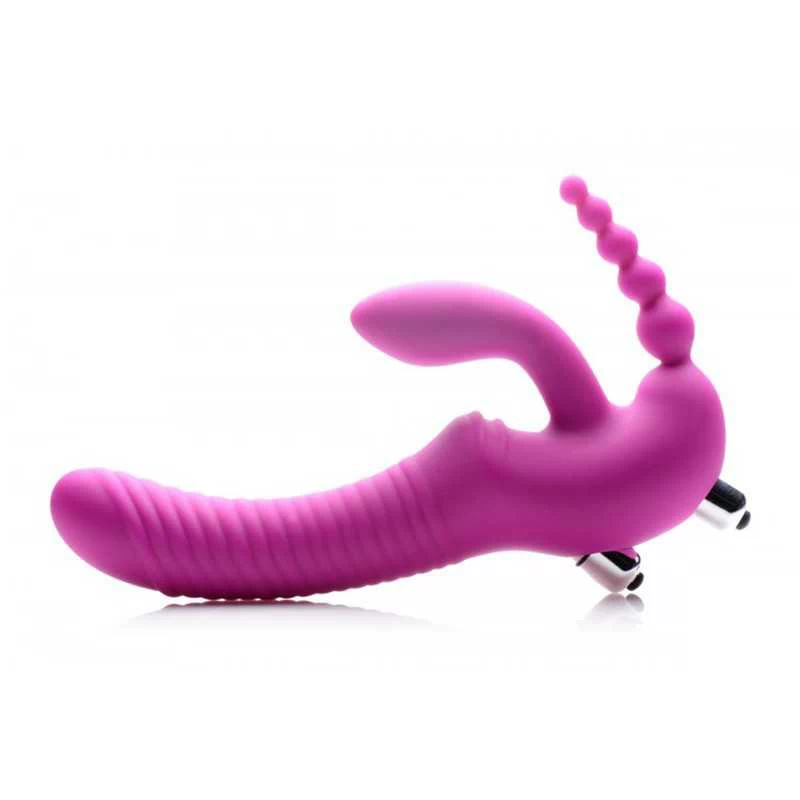 STRAP U - REGAL RIDER TRIPLE G VIBRATING SILICONE STRAPLESS STRAP-ON