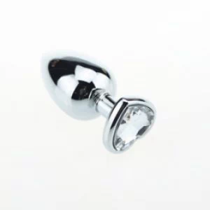 Südamekujulise värvita kiviga metallist anaaltapp L