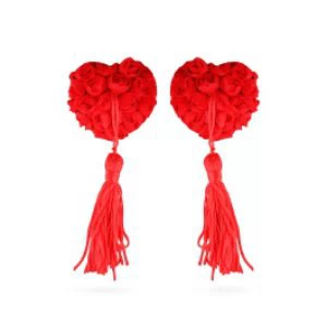 Südamekujulised rooside ja tuttidega punased nibukatted