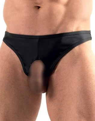 Svenjoyment black matte look open thong