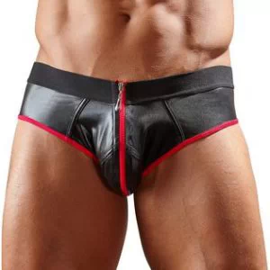 Svenjoyment mustas läiketa tagant avatud meeste püksikud