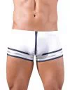 Svenjoyment white sailors-style trunks with zipper