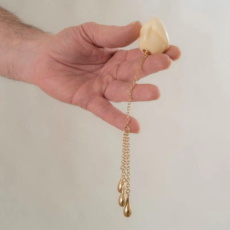 SYLVIE M - UNISEX PENIS HEAD ANAL JEWELRY WITH GOLD PENDANT CHAINS - Image 2
