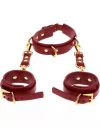 Taboom burgundy faux leather collar & wrist cuffs