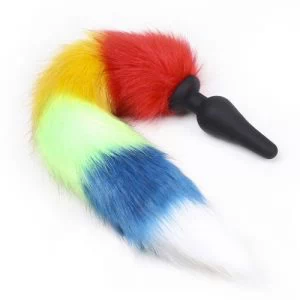 Värvilise sabaga silikonist anaaltapp