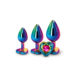 Värviliste anaaltappide komplekt mitmevärvilise südamekujuliste kividega 3 tk