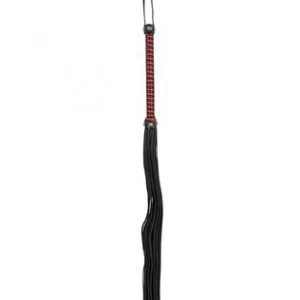 Zado leather whip with black & red weaved handle