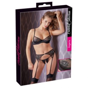 3-osaline pesukomplekt lillemotiivide ja kivikestega