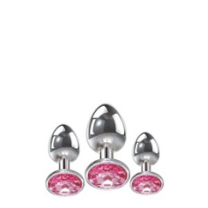A&E Roosa kiviga hõbedaste anaaltappide komplekt