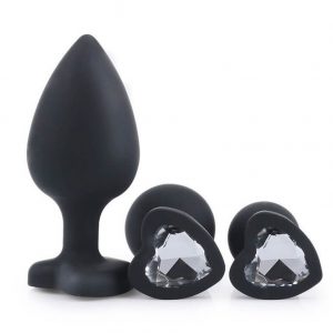 Anaaltapp silikoonist teemandiga, must