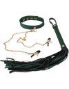 Bad Kitty Velvet Green Flogger & Collar