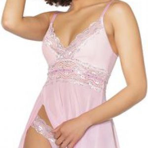 Coquette Lingerie roosa babydoll-kleit säravate tikandite ja ehiskividega