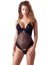 Cottelli Lingerie black bodysuit with flock print