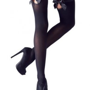 Cottelli Lingerie black hold-up stockings with bows & rhinestones