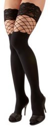 Cottelli Lingerie black hold-up stockings with net
