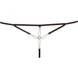Cottelli Lingerie black string with pearl decoration