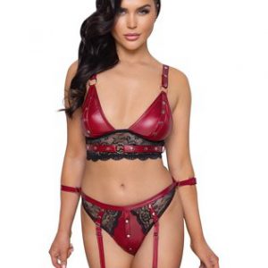 Cottelli Lingerie Bondage punane sukahoidjaga pesukomplekt