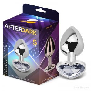 Hõbedase südamekujulise kristalliga anaaltapp AfterDark Heart White (S, M ja L)