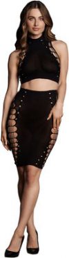 Le Désir Shade black net crop top & skirt