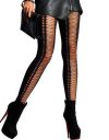 Leg Avenue Meg mustad nööriimitatsiooniga sukkpüksid