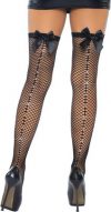 Leg Avenue Viv black net rhinestone back seam hod-up stockings