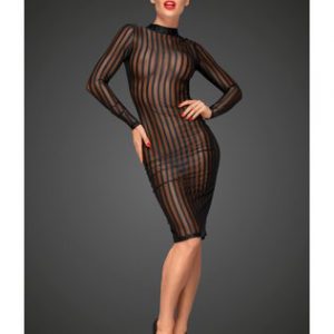 Noir Handmade must triibuline läbipaistvast tüllist liibuv kleit