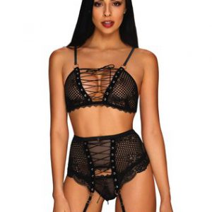 Obsessive Basitta mustast võrgust sukahoidjakomplekt