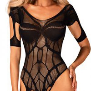 Obsessive G334 mustast mustriline avatud jalgevahega kehasukk