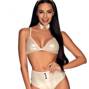 Obsessive Neo Goldes läikiv seksikas jänkukostüüm