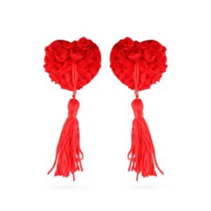 Südamekujulised rooside ja tuttidega punased nibukatted