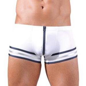 Svenjoyment white sailors-style trunks with zipper