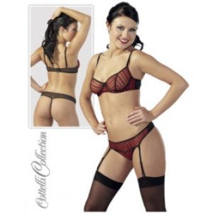 Tumepunane läbikumav pesukomplekt