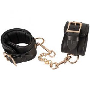 Zado Leather Handcuffs with Gold-coloured Chain