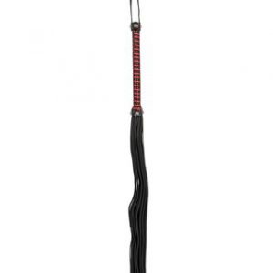 Zado leather whip with black & red weaved handle