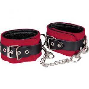 Zado red & balck leather ankle cuffs