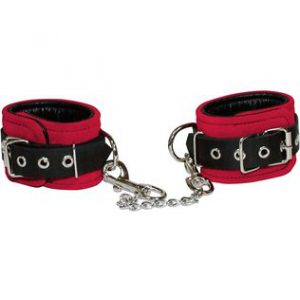 Zado red & black leather wrist cuffs